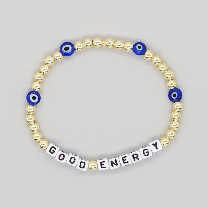 Bracelets de perles de cuivre en alliage de lettre bohème