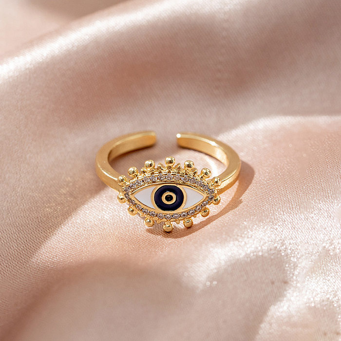 Anéis banhados a ouro com revestimento de cobre de olho do diabo de estilo simples