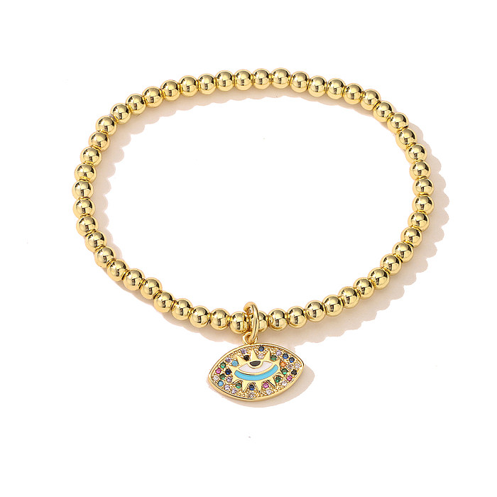 Bracelet pendentif en cuivre plaqué or 18 carats, nouveau Style, goutte d'huile, Zircon, œil bleu