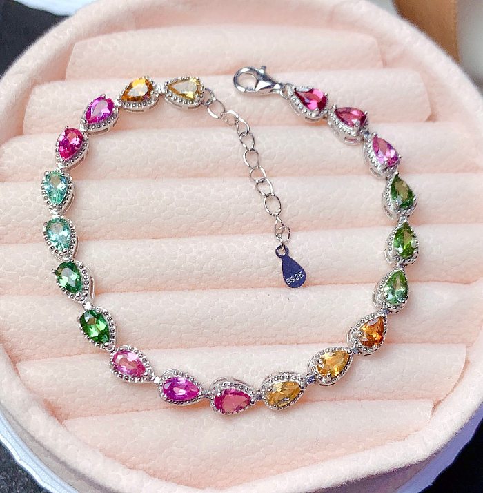 Sweet Water Droplets Copper Inlay Artificial Gemstones Bracelets