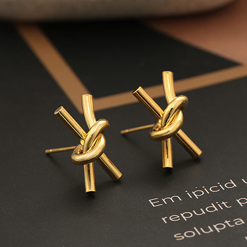 1 Pair Simple Style Knot Irregular Plating Copper Ear Studs
