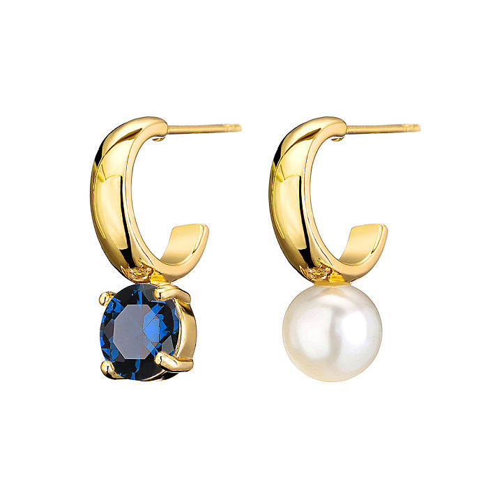 1 Pair Simple Style Solid Color Inlay Copper Zircon Drop Earrings