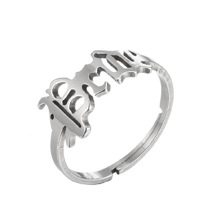 Fashion Letter Stainless Steel Hollow Out Rings 1 Piece
