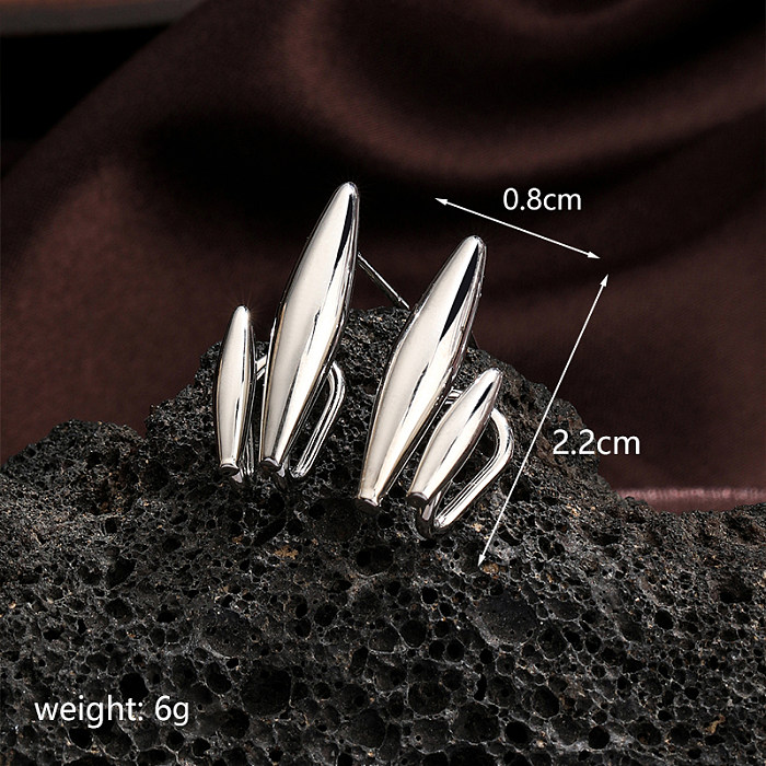 1 Pair Vintage Style Simple Style Korean Style Solid Color Layered Plating Copper Silver Plated Ear Studs