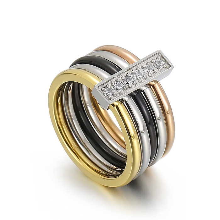 Fashion Geometric Titanium Steel Rings Plating Stainless Steel Rings