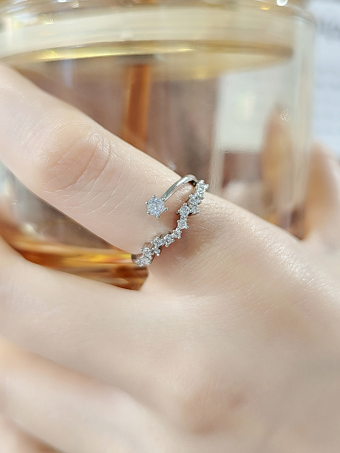 1 Stück Mode Fischschwanz Kupfer Inlay Künstliche Perlen Zirkon Offener Ring