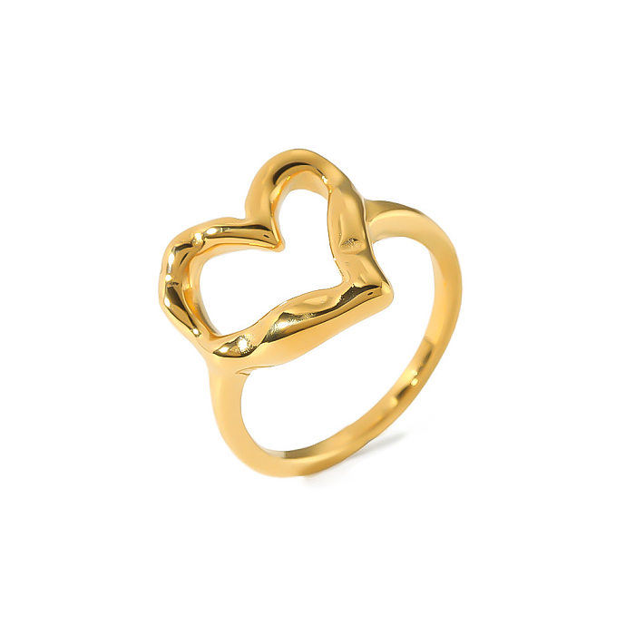 Sweet Simple Style Heart Shape Stainless Steel 18K Gold Plated Rings In Bulk