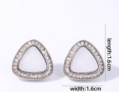 1 Pair Casual Simple Style Triangle Plating Inlay Copper Zircon White Gold Plated Gold Plated Ear Studs