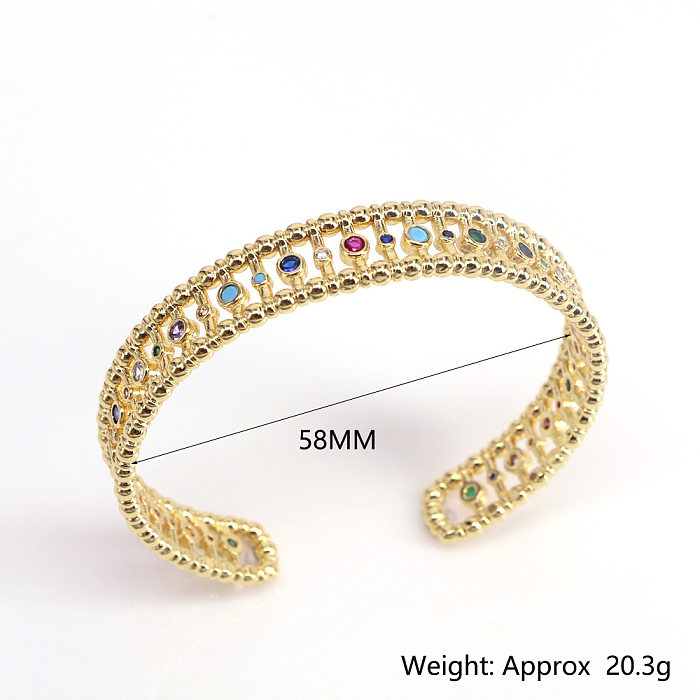 New Simple Copper Gold-Plated Inlaid Color Zircon Eye Opening Bracelet