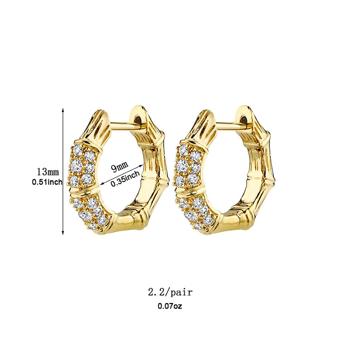 1 Pair Simple Style Classic Style Solid Color Copper Plating Inlay Zircon Gold Plated Earrings