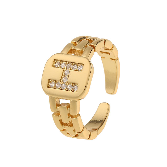 Fashion New Style Simple Copper 18K Gold 26 English Letter Ring