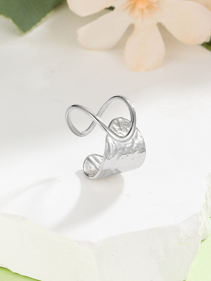 Anéis geométricos de aço inoxidável estilo vintage estilo francês