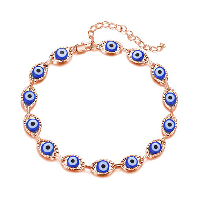 Retro Devil'S Eye Copper Plating Unisex Bracelets Anklet Necklace