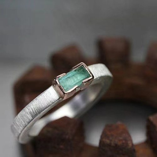 Anéis abertos com gema quadrada básica com revestimento de cobre