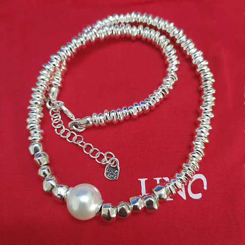 Bracelets, boucles d'oreilles, collier, Style classique, Simple, géométrique irrégulier, Imitation perle, placage de cuivre, plaqué argent