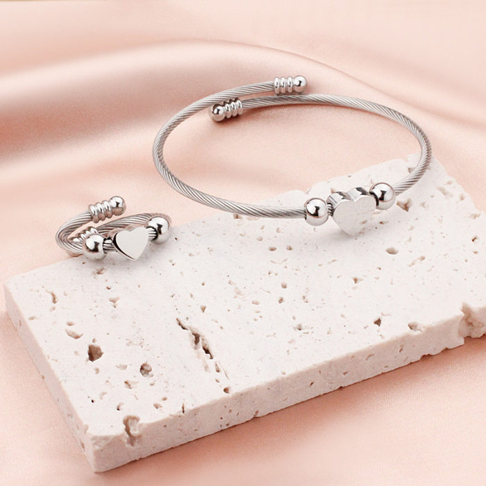 Fashion Heart Shape Titanium Steel Rings Bracelets