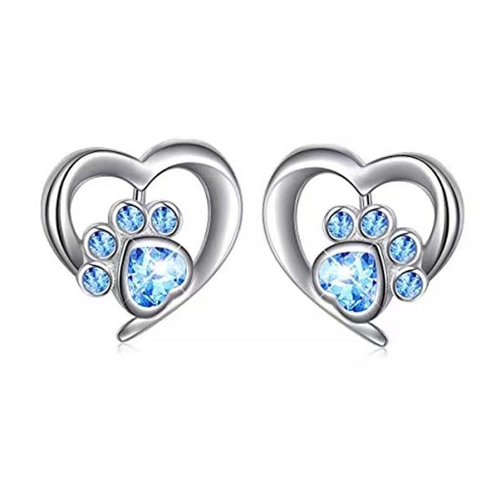 1 paire de clous d'oreilles en opale de cuivre avec incrustation en forme de cœur de Style Simple