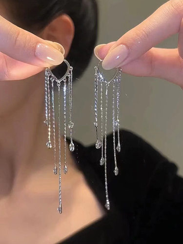 1 Paar Glam-Quasten-Ohrringe aus künstlichem Kristall und Kupfer