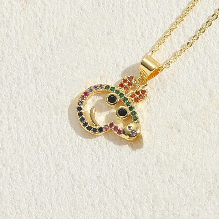 Elegant Luxurious Classic Style Animal Copper 14K Gold Plated Zircon Pendant Necklace In Bulk