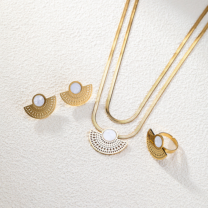 Conjunto de joias banhadas a ouro 18K de plástico vazado com revestimento de aço inoxidável do setor de estilo simples retrô