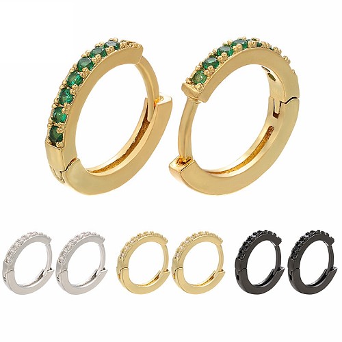 Boucle d'oreille asymétrique en cuivre, Micro-incrustation de diamant de couleur, bijoux à la mode, vente en gros