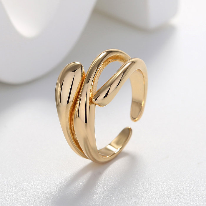 Fashion Geometric Solid Color Brass Criss Cross Open Ring 1 Piece