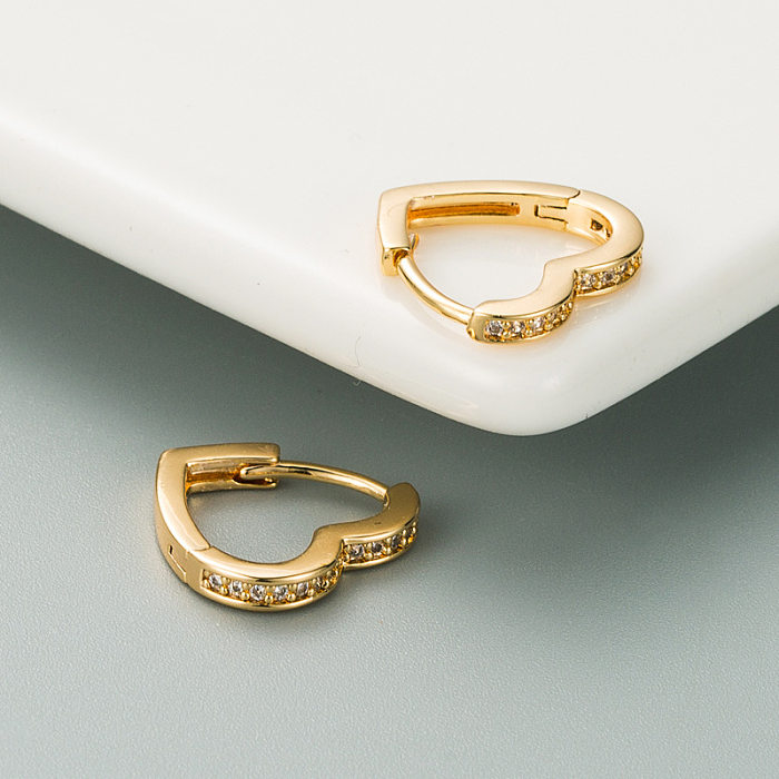 Fashion Brass Micro-inlaid Zircon Heart-shaped Earrings