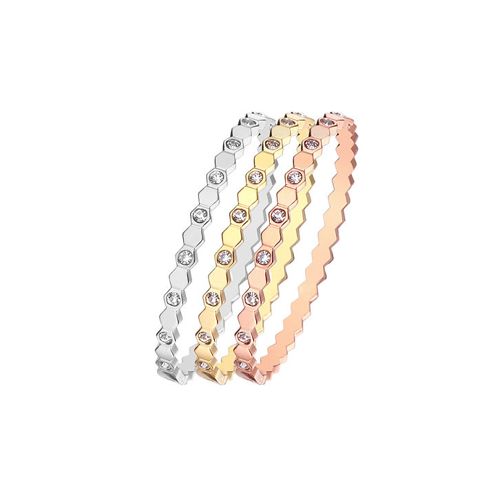 Simple Style Solid Color Titanium Steel Inlay Zircon Bracelets Necklace