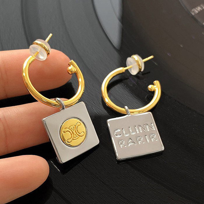 Fashion Square Copper Drop Earrings Plating Copper Earrings