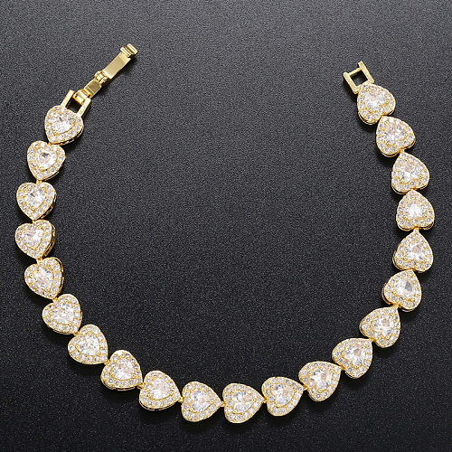 Fashion Heart Shape Brass Plating Zircon Bracelets 1 Piece