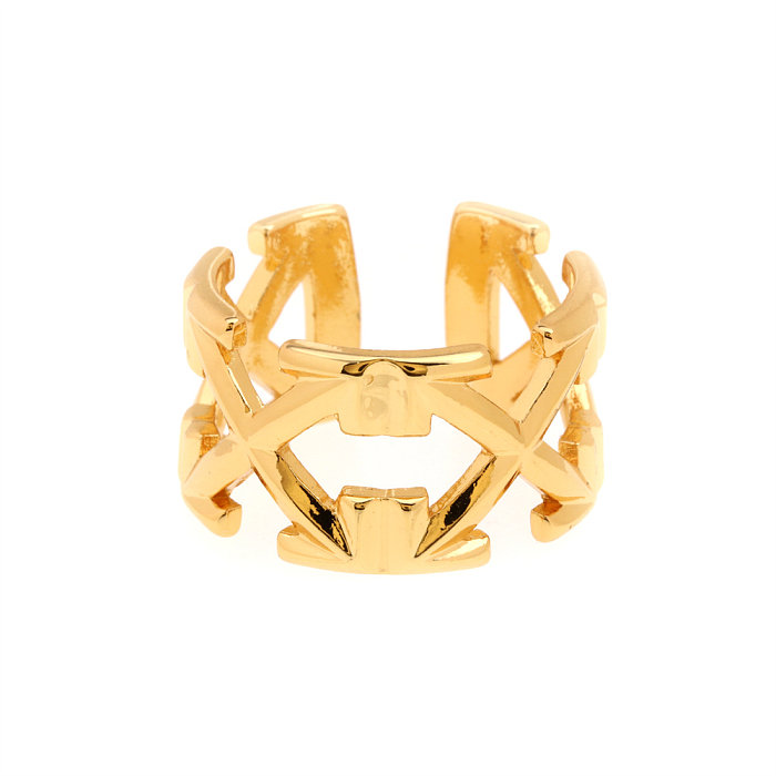 Hip-Hop Arrow Copper Plating 18K Gold Plated Open Ring