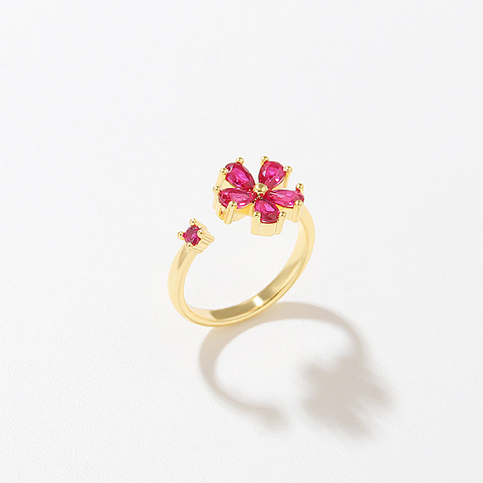 Sweet Flower Copper Zircon Open Ring