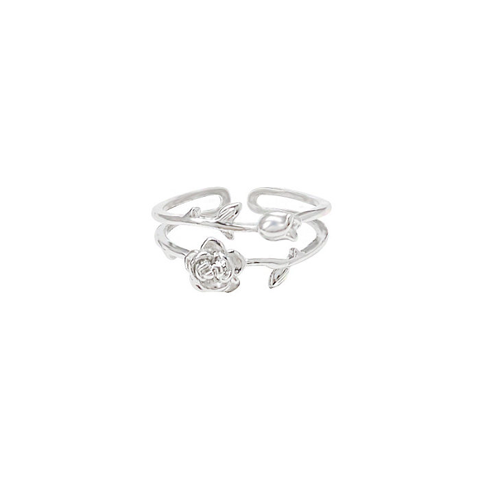 Simple Style Heart Shape Flower Bow Knot Copper Inlay Artificial Pearls Opal Zircon Rings