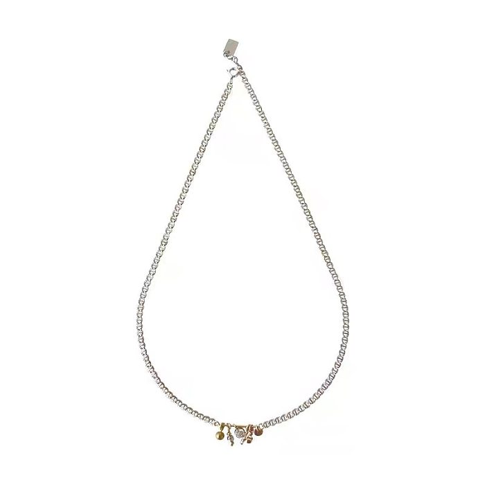 IG Style Round Copper Inlay Zircon Necklace