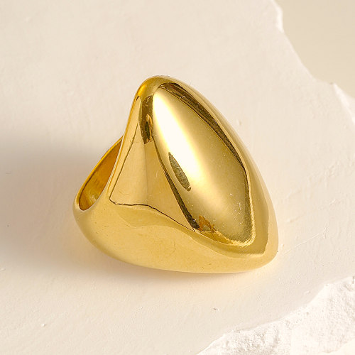 خواتم مطلية بالذهب مطلية بالذهب على شكل بيضاوي من الفولاذ المقاوم للصدأ بأسلوب بسيط