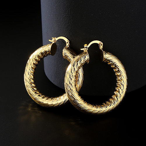 Mode einfache runde verkupferte 18K Gold Ohrringe Damen