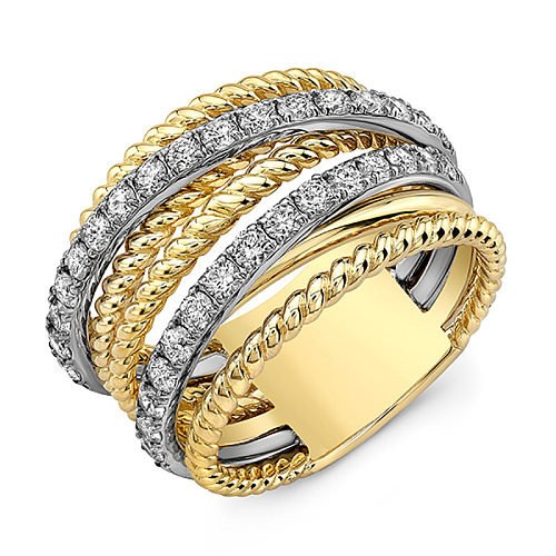 Mode exquise combinaison multi-cercles bicolore galvanoplastie Micro-ensemble anneau ligne anneau de cuivre