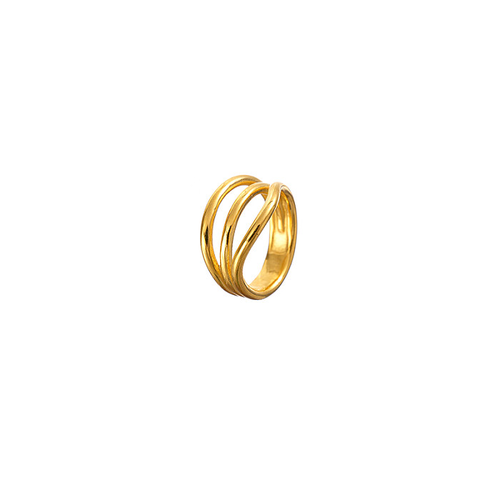 Wholesale Casual Modern Style Solid Color Stainless Steel Plating Gold Plated Rings