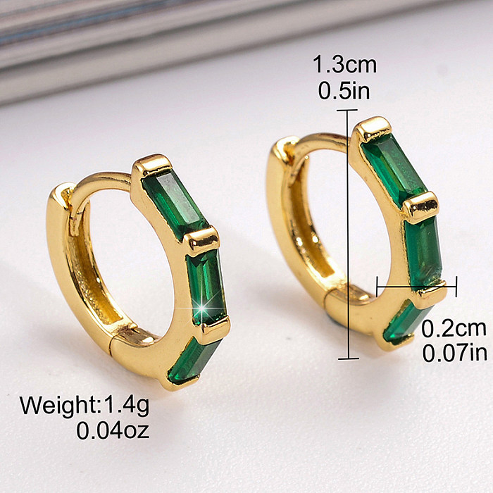1 Pair Simple Style Square Plating Inlay Copper Zircon 18K Gold Plated Earrings