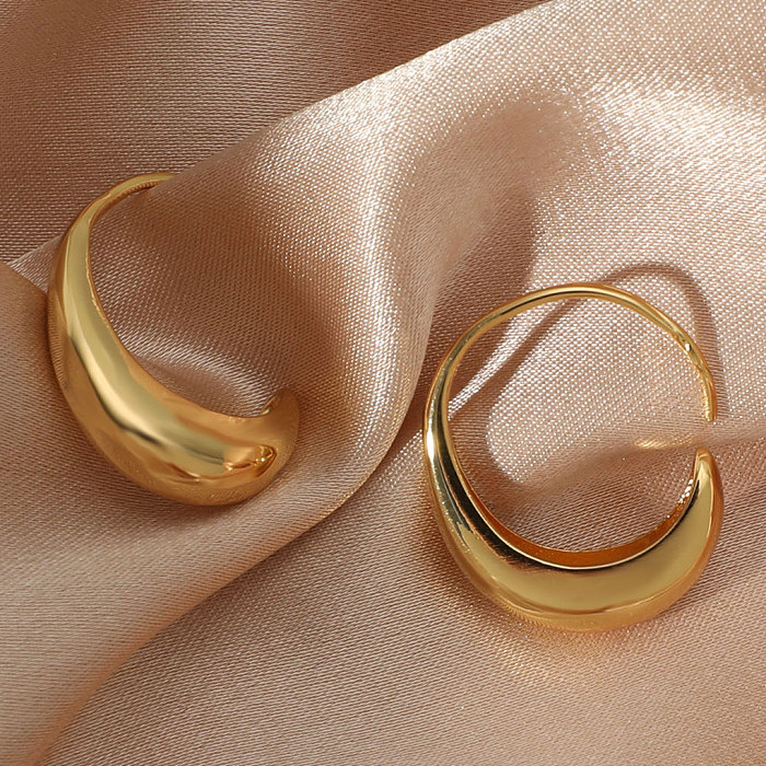Boucles d'oreilles en cuivre brillant géométrique en or véritable 18KGP