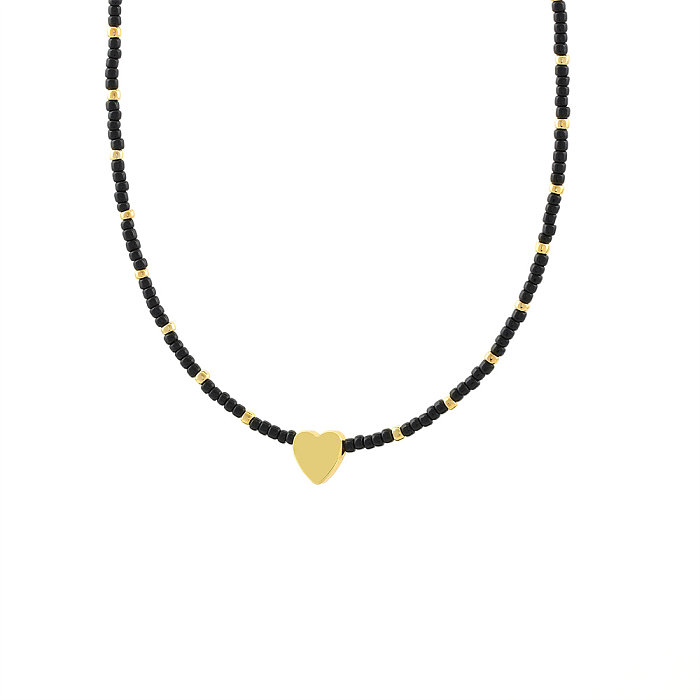 Schlichter Stil, mehrschichtige Halsketten in Herzform mit Glasverkupferung und 18-Karat-Vergoldung