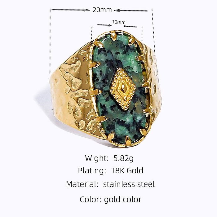 Anéis banhados a ouro com revestimento de aço inoxidável bloco colorido