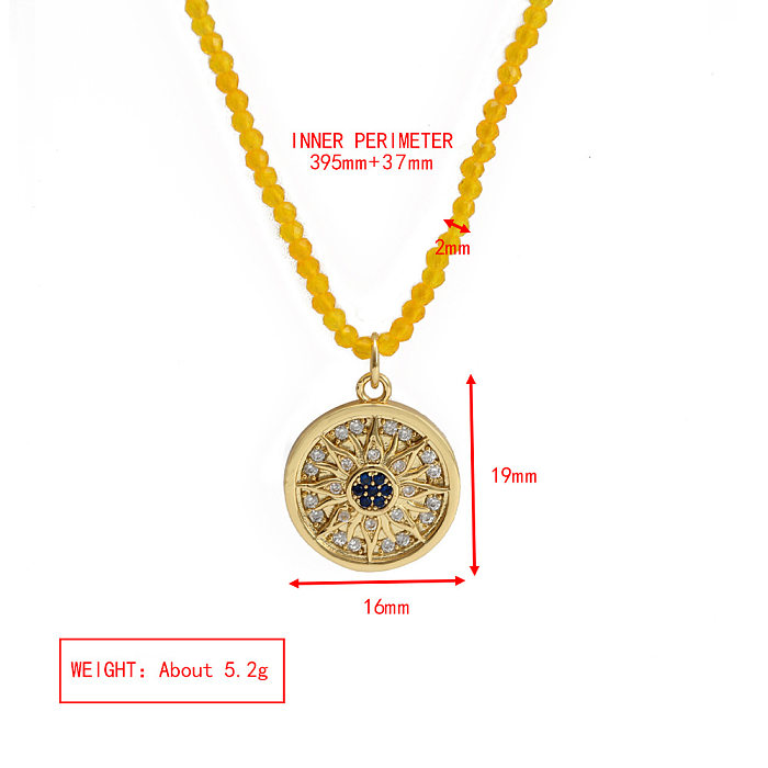 Simple Style Eye Copper Inlay Artificial Gemstones Pendant Necklace