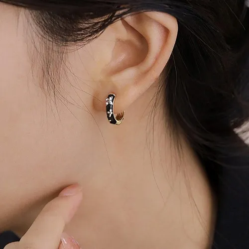 1 Pair Retro Korean Style Geometric Copper Hoop Earrings