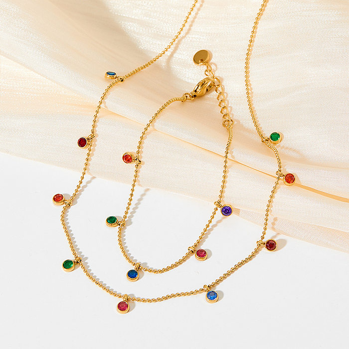 Süße runde Halskette mit Inlay-Armbändern aus Edelstahl und Titanstahl, 1 Stück