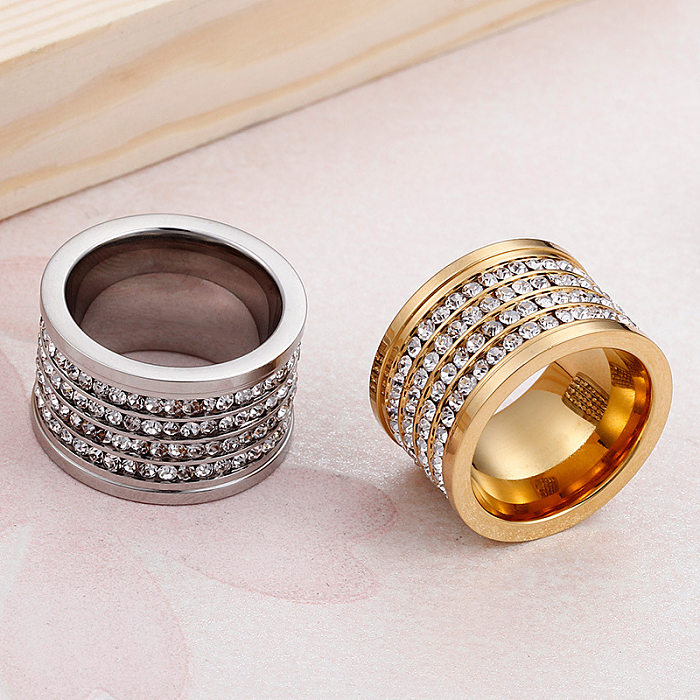 New Fashion Four Rows Zircon Stainless Steel Ring Wholesale Hello Jewelry