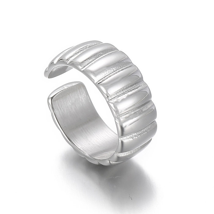 European And American Style Fashion Retro Wide Face Vertical Pattern Stainless Steel Ring Wholesale
