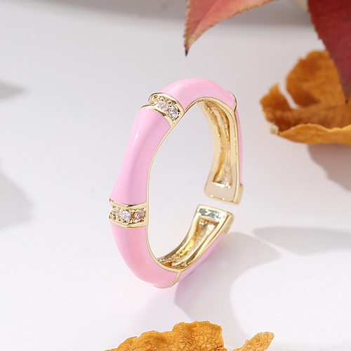 Fashion Geometric Copper Irregular Enamel Open Ring 1 Piece