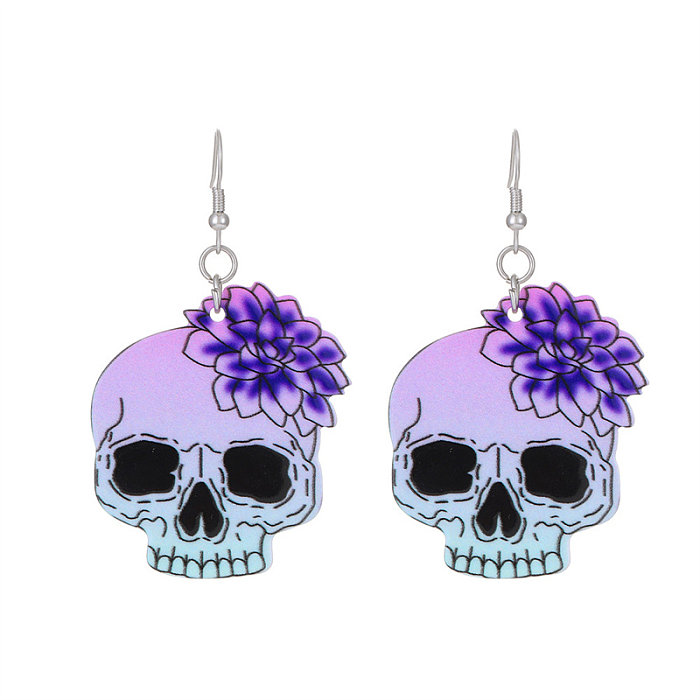 1 Piece 1 Pair Retro Funny Streetwear Heart Shape Skull Plating Arylic Copper 18K Gold Plated Gold Plated Silver Plated Drop Earrings Ear Clips Ear Studs