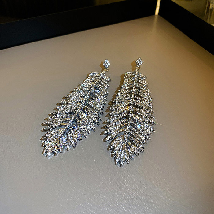 1 Pair Streetwear Geometric Butterfly Bow Knot Copper Inlay Rhinestones Pearl Drop Earrings